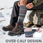 outdoormaster ski socks 4 pack merino wool, over the calf non slip cuff for men & women