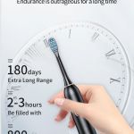 sonic electric toothbrush with 6 modes for professional dental care, deep cleaning and gum protection, ultra long battery life up to 180 days/black 4 brush head+storage box