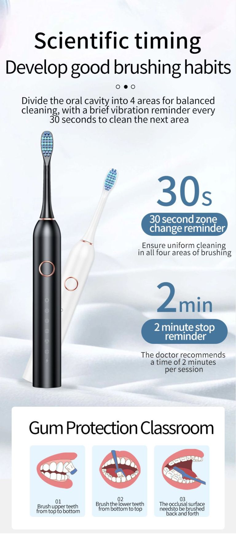 sonic electric toothbrush with 6 modes for professional dental care, deep cleaning and gum protection, ultra long battery life up to 180 days/black 4 brush head+storage box