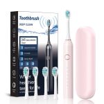 sonic electric toothbrush with 6 modes for professional dental care, deep cleaning and gum protection, ultra long battery life up to 180 days/black 4 brush head+storage box