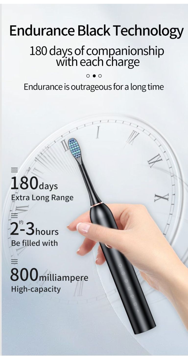 sonic electric toothbrush with 6 modes for professional dental care, deep cleaning and gum protection, ultra long battery life up to 180 days/white 4 brush head+storage box