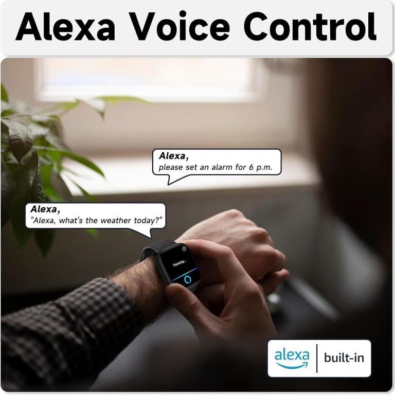 smartwatch voice assistant bluetooth calling health monitoring step tracking message alerts/black smartwatch voice assistant bluetooth calling health monitoring step tracking message alerts/black
