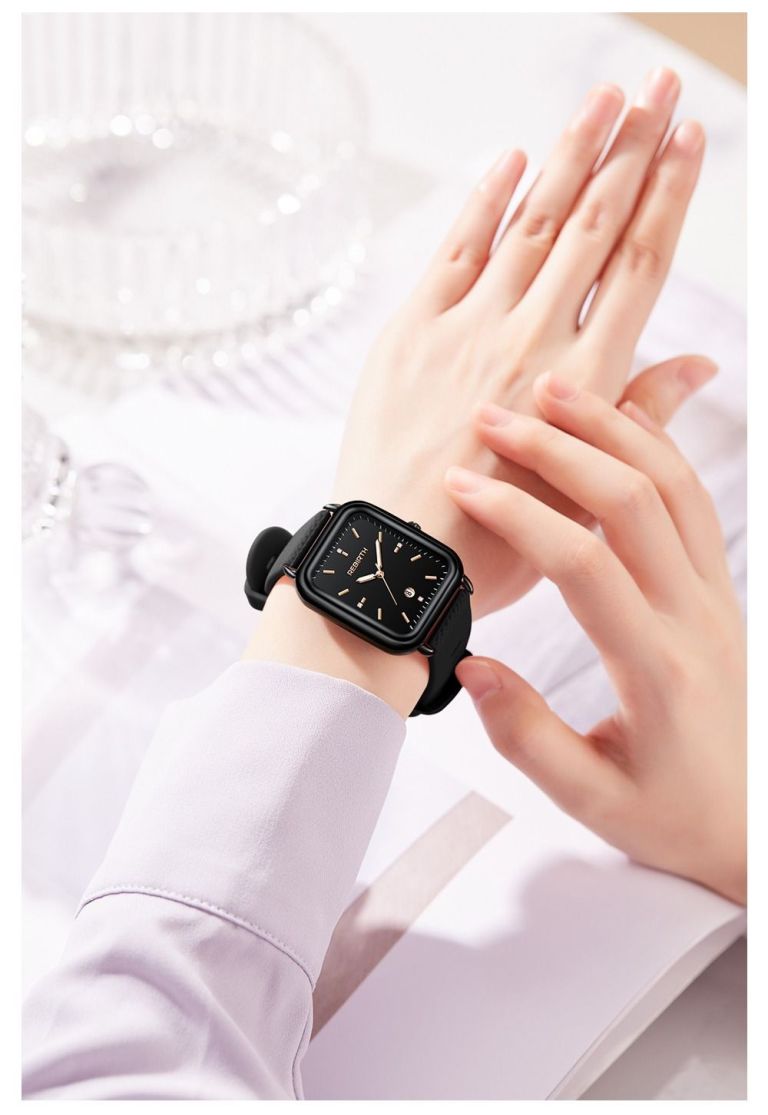 elegant retro preppy style women's quartz watch square black dial with pink silicone strap, zinc alloy case, non rechargeable battery/black elegant retro preppy style women's quartz watch square black dial with pink silicone strap, zinc alloy case, non rechargeable battery/black