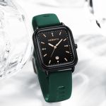 elegant retro preppy style women's quartz watch square black dial with pink silicone strap, zinc alloy case, non rechargeable battery/black elegant retro preppy style women's quartz watch square black dial with pink silicone strap, zinc alloy case, non rechargeable battery/black