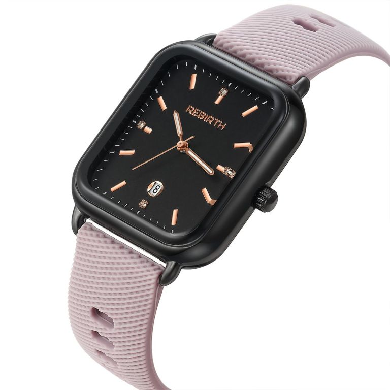 elegant retro preppy style women's quartz watch square black dial with pink silicone strap, zinc alloy case, non rechargeable battery/black elegant retro preppy style women's quartz watch square black dial with pink silicone strap, zinc alloy case, non rechargeable battery/black