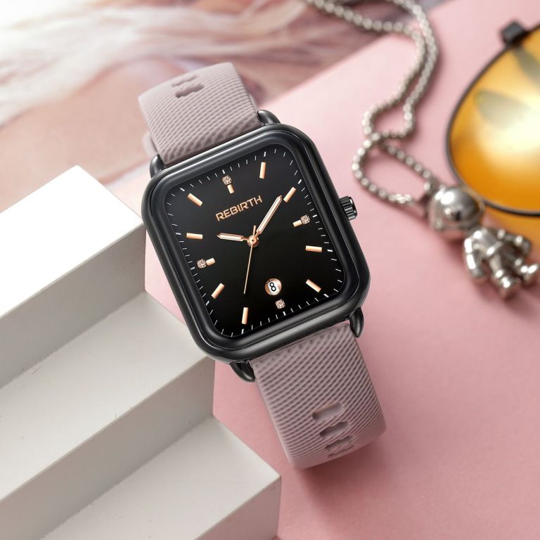 elegant retro preppy style women's quartz watch square black dial with pink silicone strap, zinc alloy case, non rechargeable battery/pink elegant retro preppy style women's quartz watch square black dial with pink silicone strap, zinc alloy case, non rechargeable battery/pink