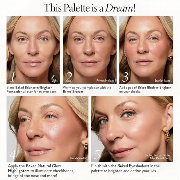 3pcs baking makeup palette includes brush, facial powder, powder blusher eye shadow, multi product palette for eyelid brightening & face contouring, for daily use or dating