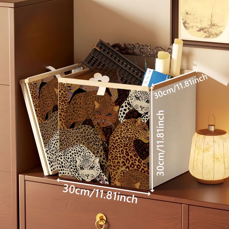 2 packs collapsible storage bins, retro style foldable storage box for toys, clothes, books, closet & shelves, durable home storage basket organizer (b leopard) 2 packs collapsible storage bins, retro style foldable storage box for toys, clothes, books, closet & shelves, durable home storage basket organizer (b leopard)