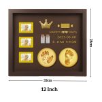 baby hand and footprint kit with 3 photo slots, golden ink pad & number/letter stickers, non toxic newborn gift set for baby shower, nursery decor, keepsake memory frame