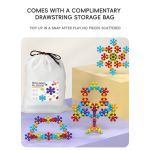 3d plum blossom building blocks for kids – diy creative puzzle toy for ages 3+ with 112, 302, or 902 pieces, safe plastic, reusable storage bag, and idea guide for endless fun (112pcs)