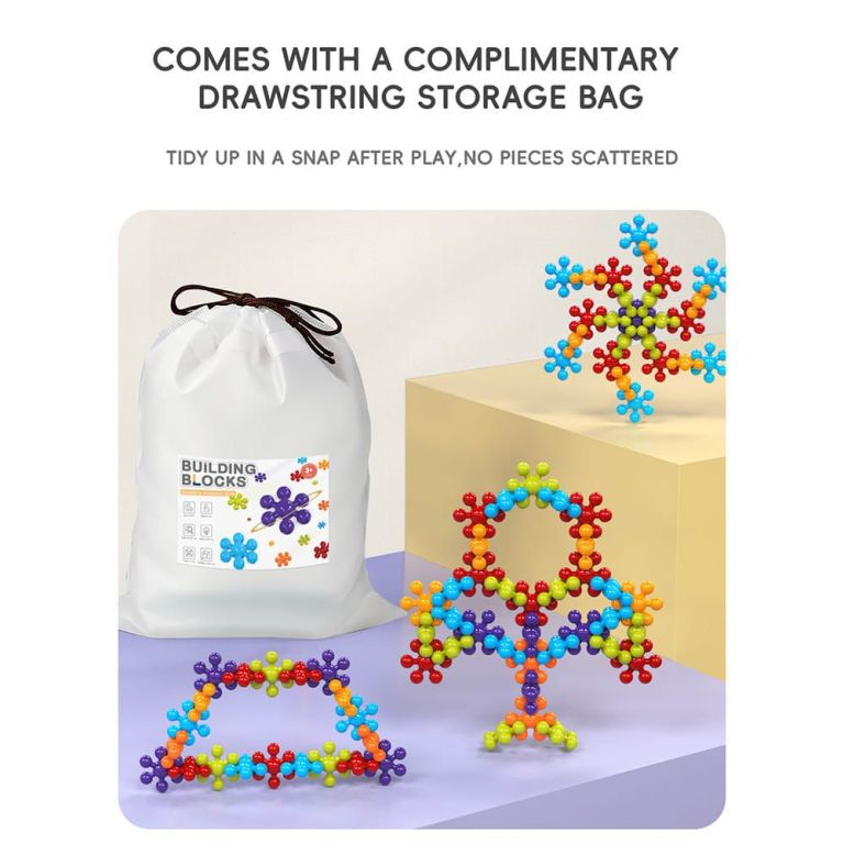 3d plum blossom building blocks for kids – diy creative puzzle toy for ages 3+ with 112, 302, or 902 pieces, safe plastic, reusable storage bag, and idea guide for endless fun (112pcs)