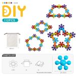 3d plum blossom building blocks for kids – diy creative puzzle toy for ages 3+ with 112, 302, or 902 pieces, safe plastic, reusable storage bag, and idea guide for endless fun (112pcs)