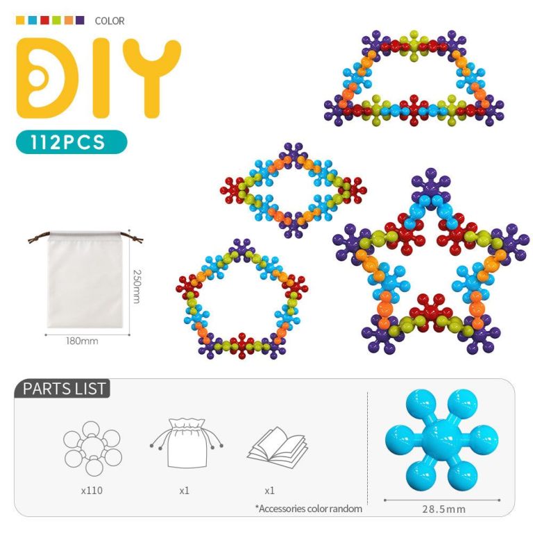 3d plum blossom building blocks for kids – diy creative puzzle toy for ages 3+ with 112, 302, or 902 pieces, safe plastic, reusable storage bag, and idea guide for endless fun (112pcs)