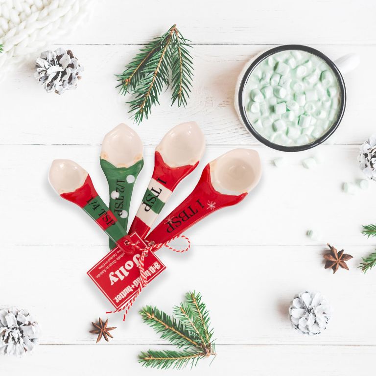 bread and butter gnome measuring spoons 4 pack green/ red/ white bread and butter gnome measuring spoons 4 pack green/ red/ white
