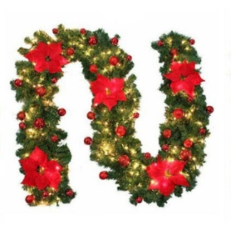 red 9ft xmas christmas garland artificial wreath with led lights stairs home rattan red 9ft xmas christmas garland artificial wreath with led lights stairs home rattan