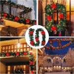 red 9ft xmas christmas garland artificial wreath with led lights stairs home rattan red 9ft xmas christmas garland artificial wreath with led lights stairs home rattan