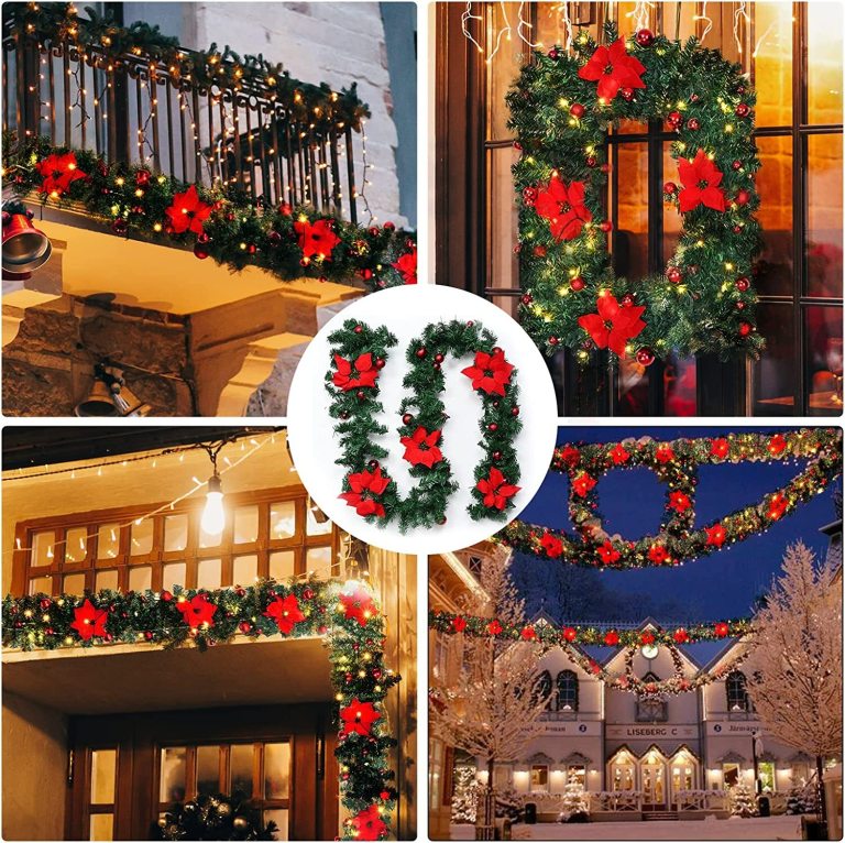 red 9ft xmas christmas garland artificial wreath with led lights stairs home rattan red 9ft xmas christmas garland artificial wreath with led lights stairs home rattan
