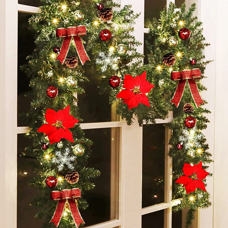 red 9ft xmas christmas garland artificial wreath with led lights stairs home rattan red 9ft xmas christmas garland artificial wreath with led lights stairs home rattan