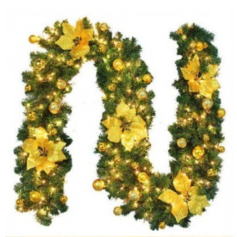 gloden 9ft xmas christmas garland artificial wreath with led lights stairs home rattan gloden 9ft xmas christmas garland artificial wreath with led lights stairs home rattan