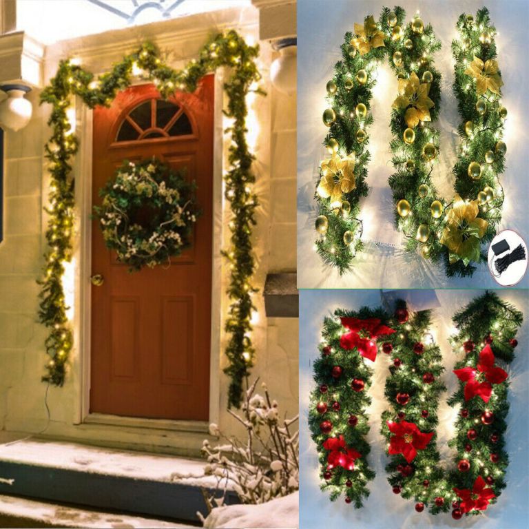 gloden 9ft xmas christmas garland artificial wreath with led lights stairs home rattan gloden 9ft xmas christmas garland artificial wreath with led lights stairs home rattan