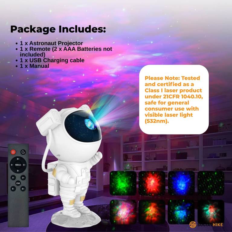 social hike galaxy star projector colour led astronaut night light and remote social hike galaxy star projector colour led astronaut night light and remote