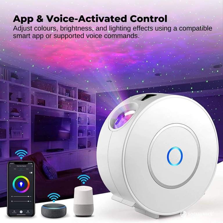 social hike smart galaxy star projector – wifi led light app voice control white social hike smart galaxy star projector – wifi led light app voice control white