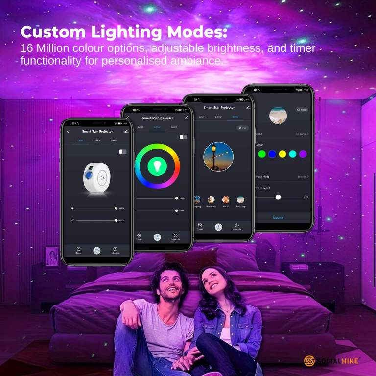 social hike smart galaxy star projector – wifi led light app voice control white social hike smart galaxy star projector – wifi led light app voice control white