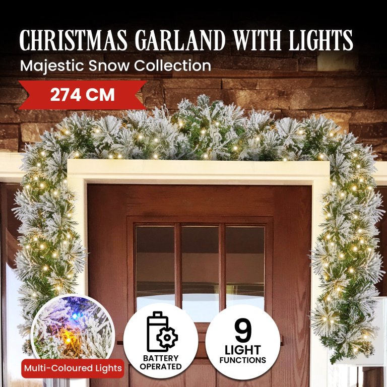 christabelle 274cm majestic snow prelit christmas garland christabelle 274cm majestic snow prelit christmas garland