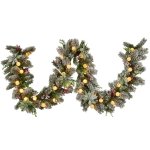 swishmas 274cm snowy crown pine pre lit multicolour christmas garland
