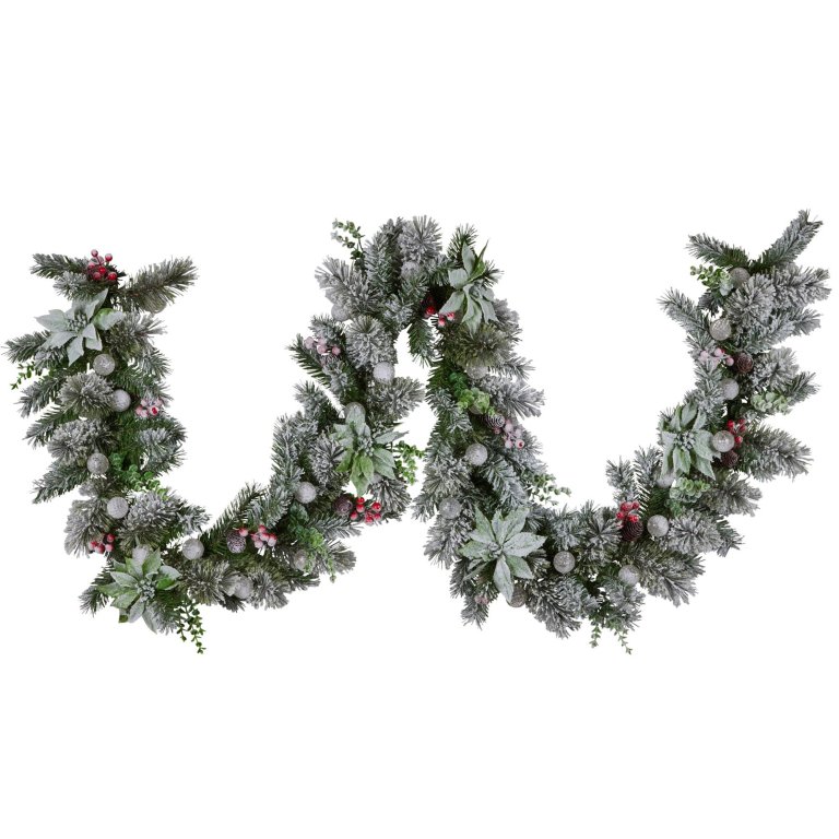 swishmas 274cm snowy crown pine pre lit multicolour christmas garland