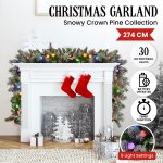 swishmas 274cm snowy crown pine pre lit multicolour christmas garland