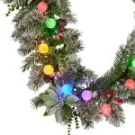 swishmas 274cm snowy crown pine pre lit multicolour christmas garland