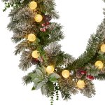 swishmas 274cm snowy crown pine pre lit multicolour christmas garland