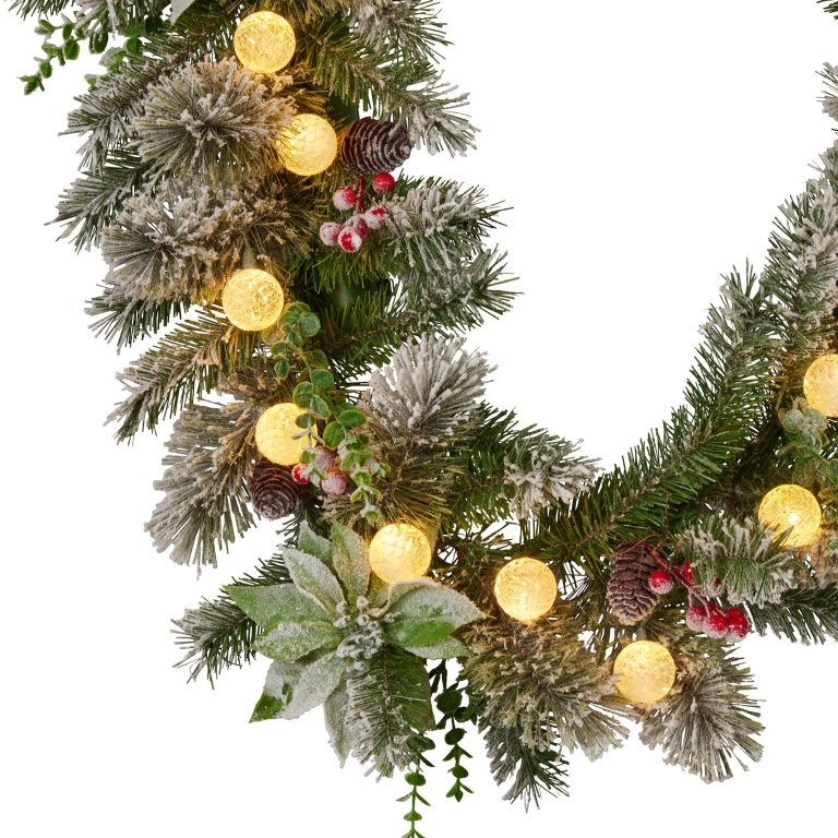 swishmas 274cm snowy crown pine pre lit multicolour christmas garland