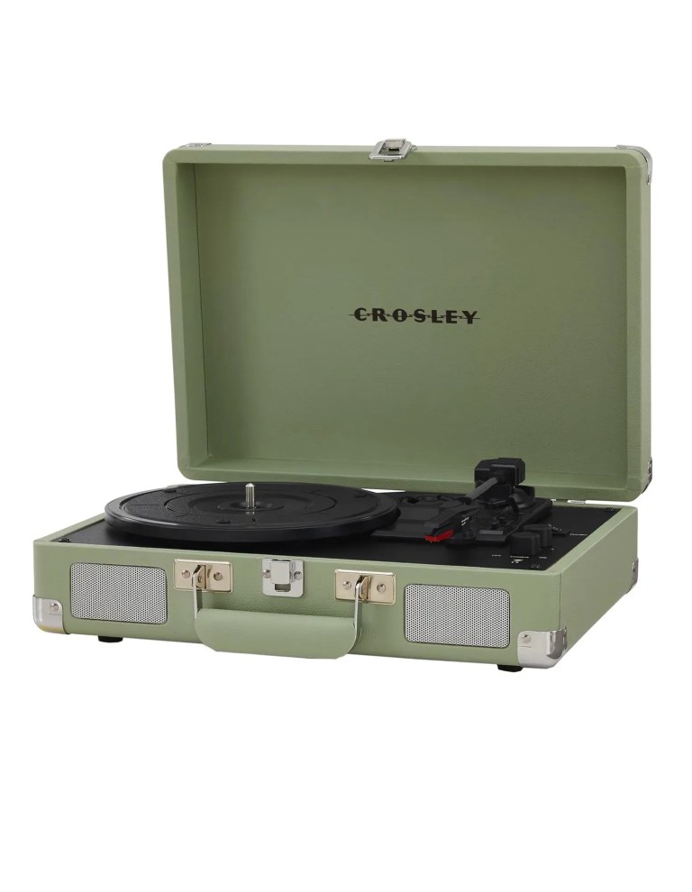 crosley cruiser bluetooth portable turntable mint + bundled crosley record storage display stand