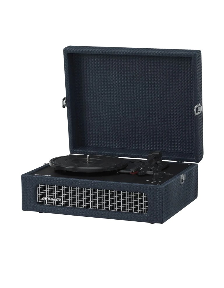 crosley voyager bluetooth portable turntable + bundled crosley record storage display stand navy