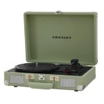 crosley cruiser bluetooth portable turntable mint + bundled crosley record storage crate