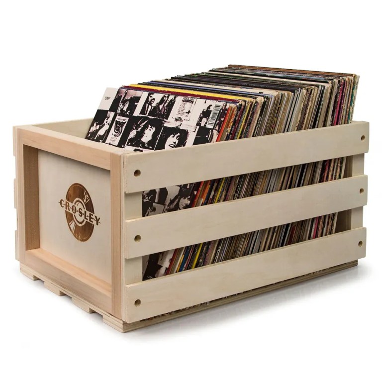 crosley cruiser bluetooth portable turntable tourmaline + bundled crosley record storage crate