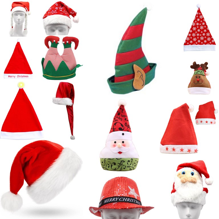 christmas unisex adults kids novelty hat xmas party cap santa costume dress up, santa hat w led light