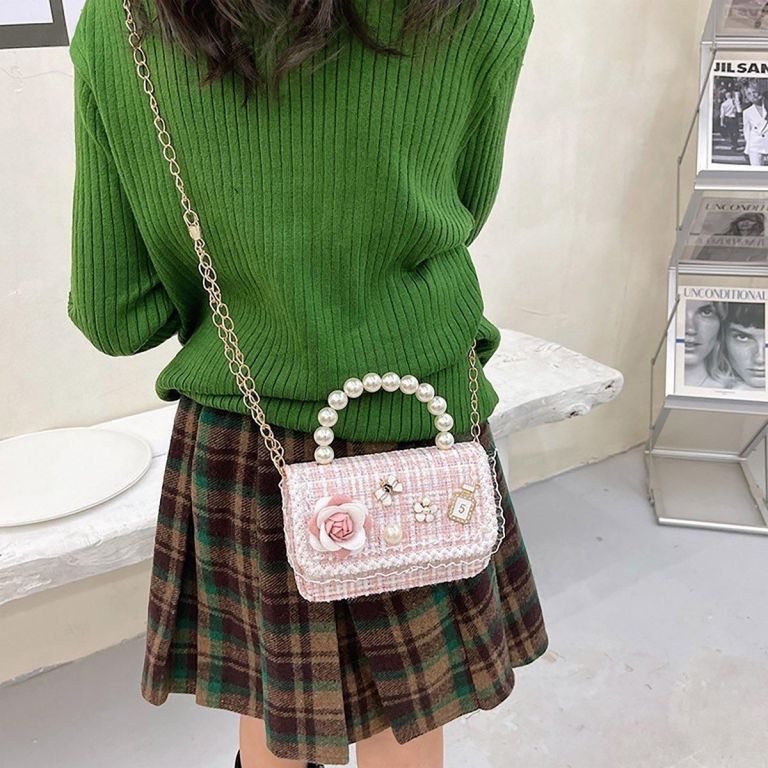 girls small square princess handbag chain shoulder bag messenger bag green