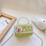 girls small square princess handbag chain shoulder bag messenger bag green