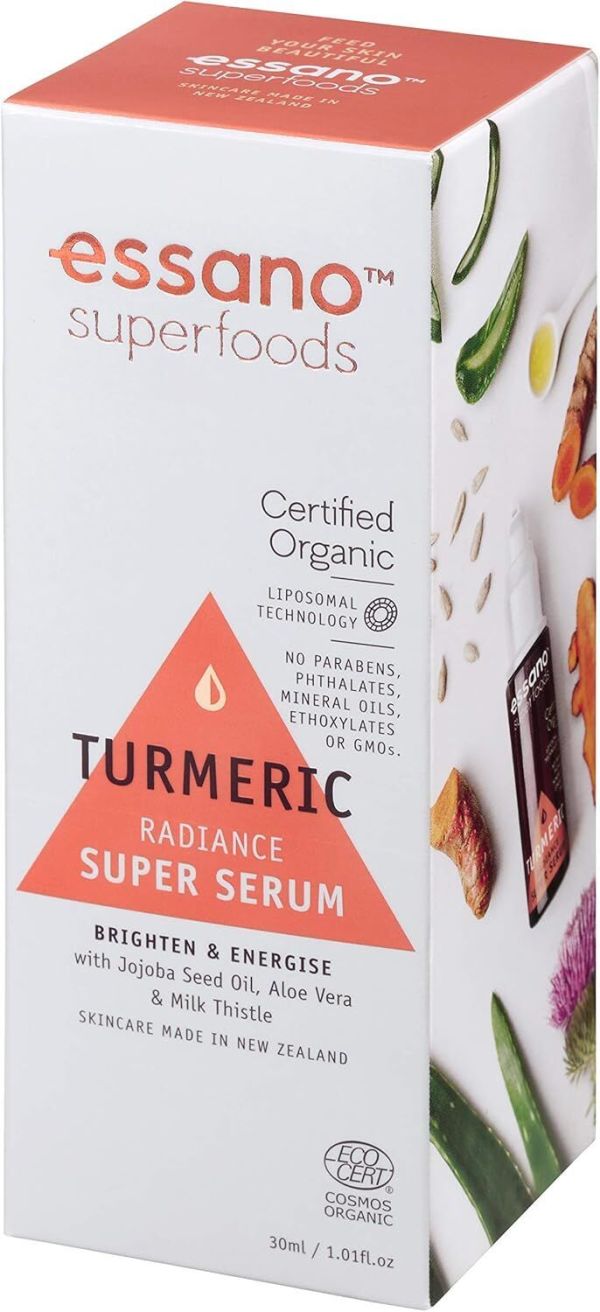 essano superfoods certified organic tumeric radiance super serum, 30ml