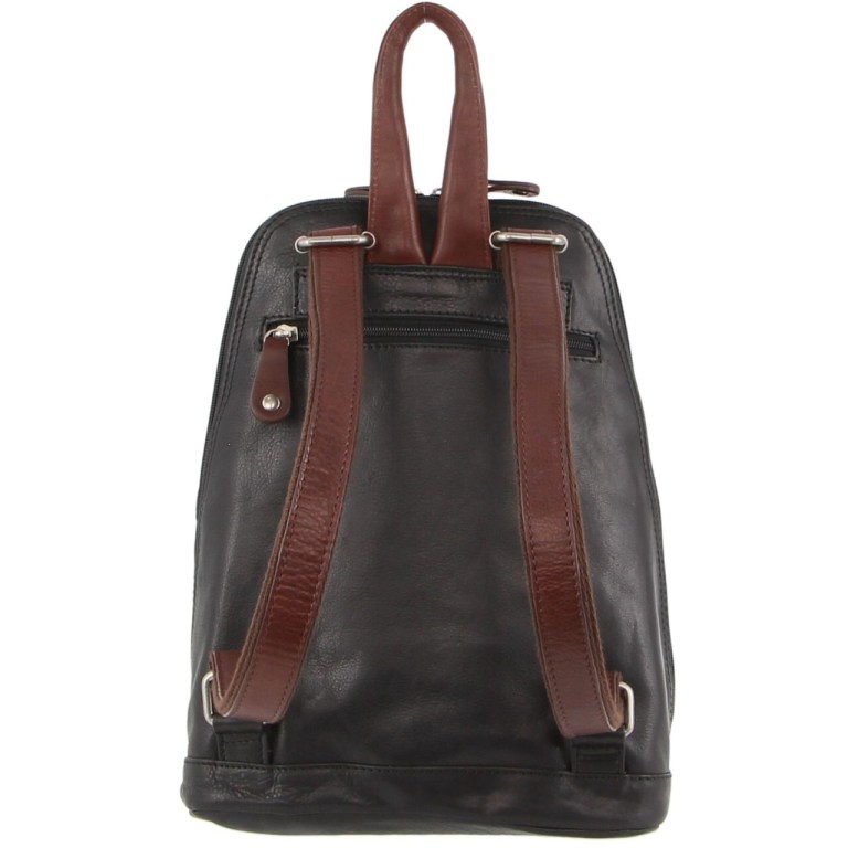 milleni ladies genuine italian leather backpack bag twin zip black/chestnut milleni ladies genuine italian leather backpack bag twin zip black/chestnut