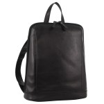 milleni ladies nappa leather bag twin zip backpack w/ zipped pocket black