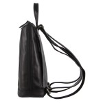 milleni ladies nappa leather bag twin zip backpack w/ zipped pocket black