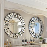 silver sunburst round wall mirror