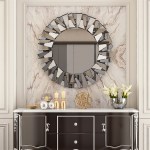 silver sunburst round wall mirror