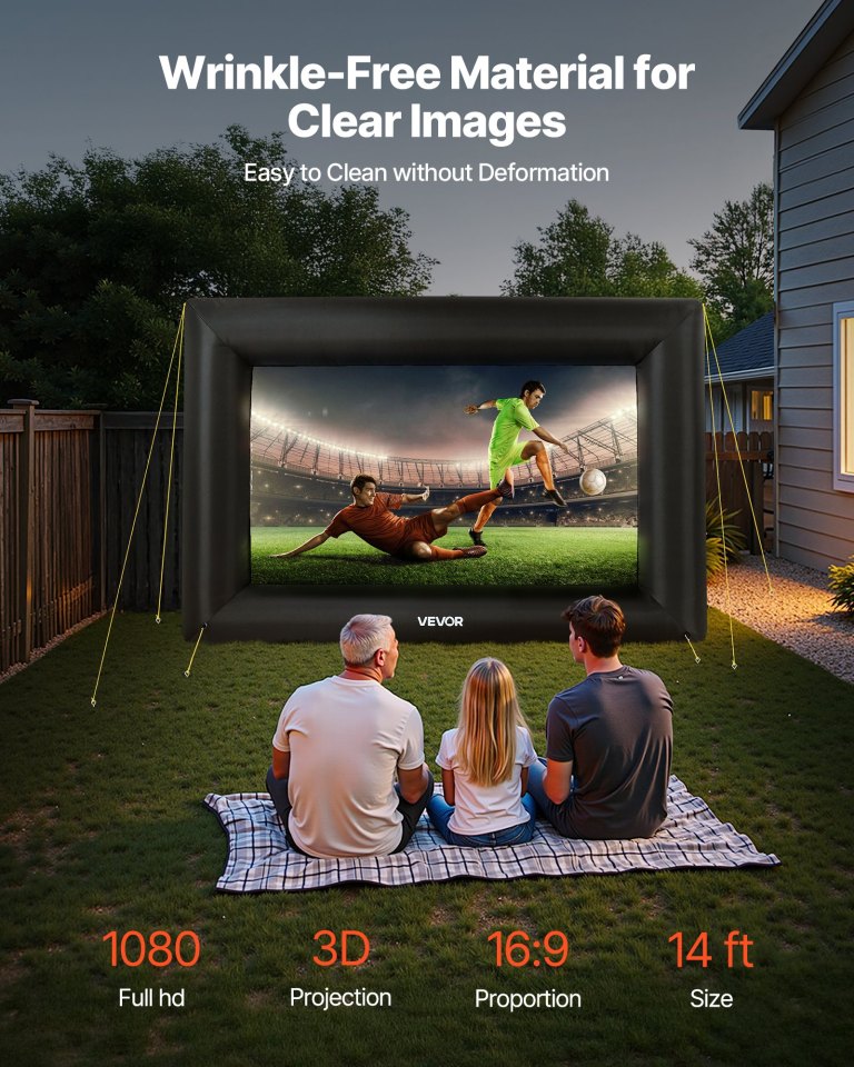 14 ft inflatable movie screen 16:9 600d movie projector with portable bag