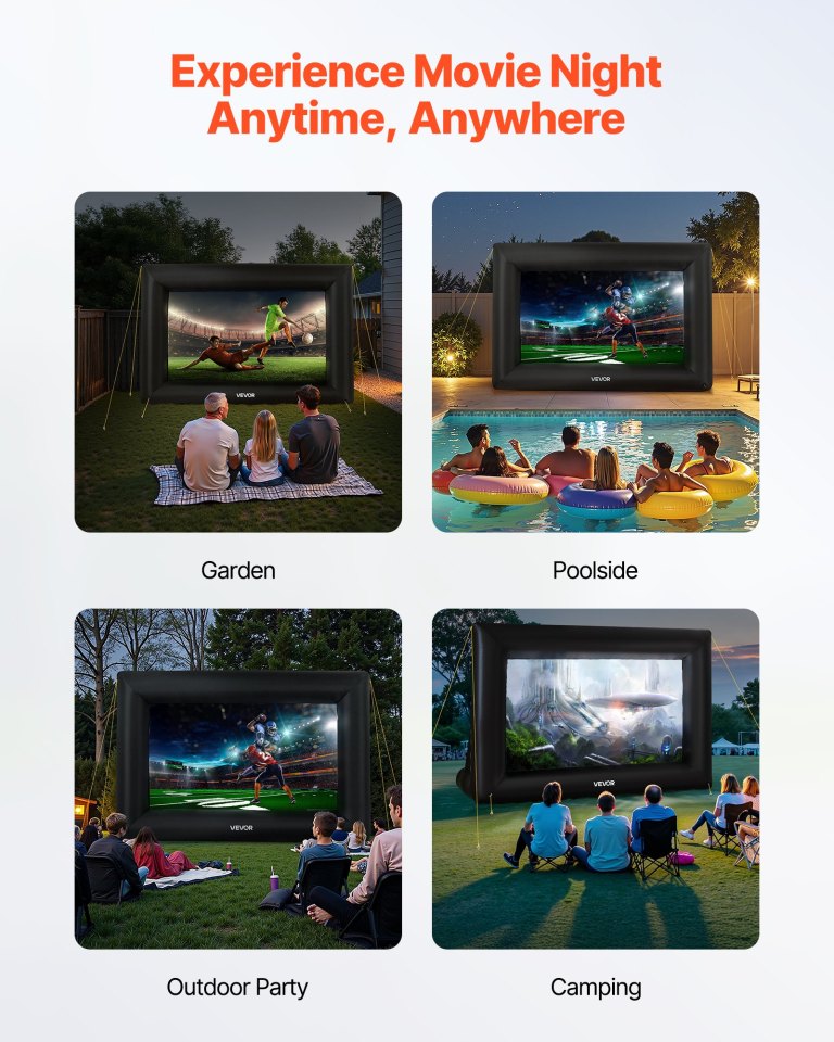 14 ft inflatable movie screen 16:9 600d movie projector with portable bag