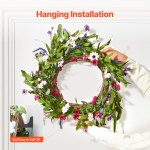 artificial decorative wreath 55.88 cm pink green with daisies year round